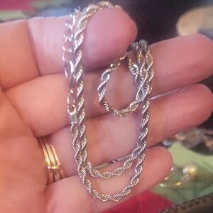 Silver Diamonf Cut  Chain Necklace